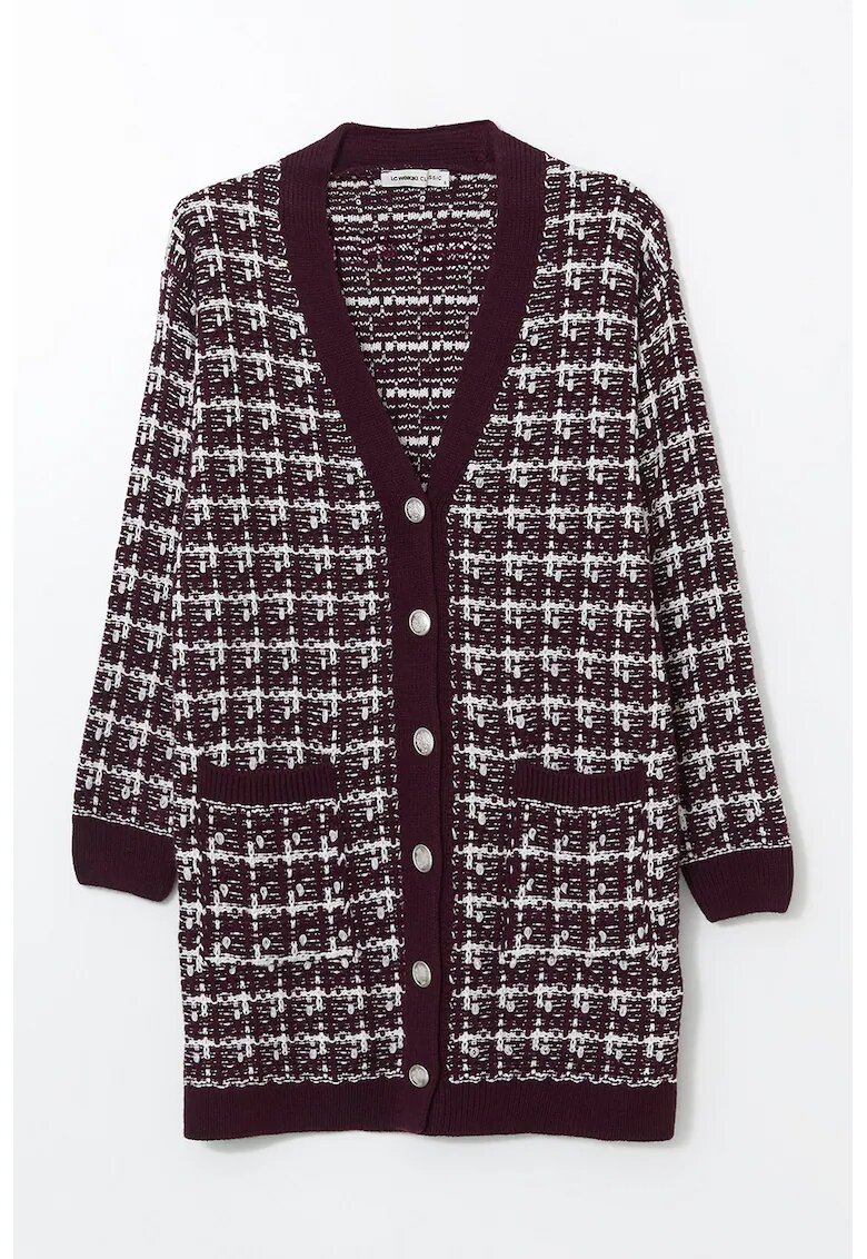 LC WAIKIKI Cardigan in carouri cu buzunare - Violet tyrian