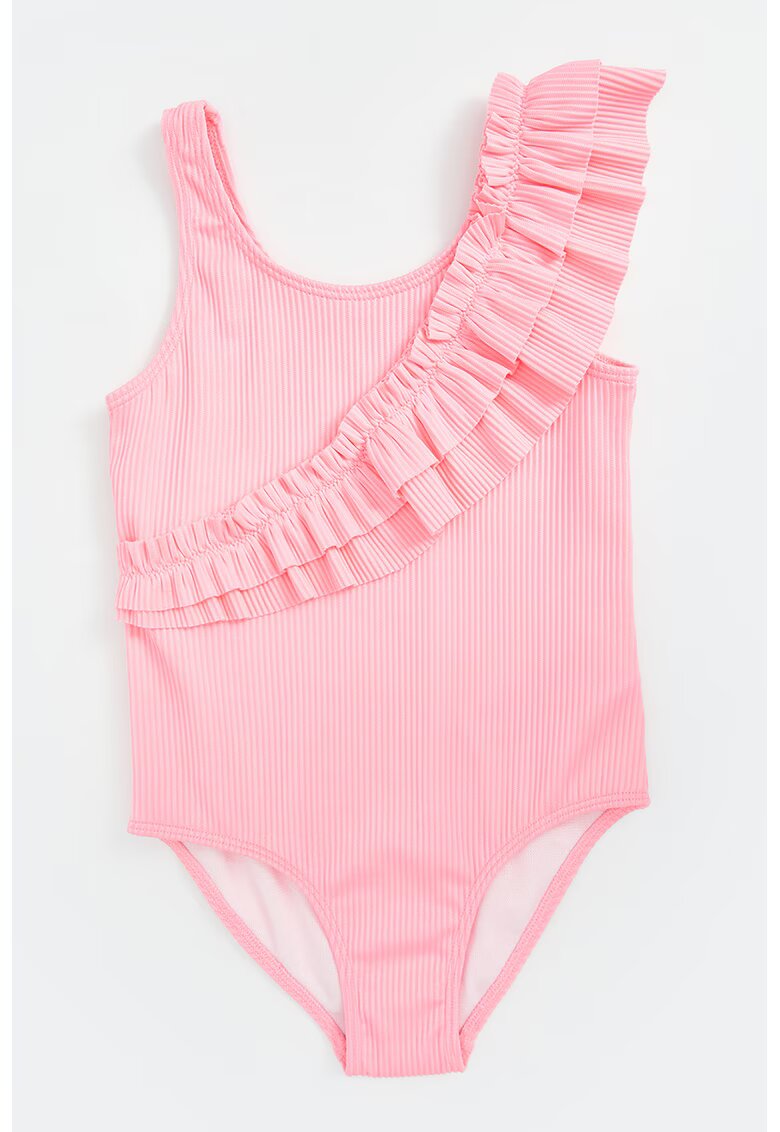 LC WAIKIKI Costum de baie intreg striat cu garnitura cu volane - Roz deschis