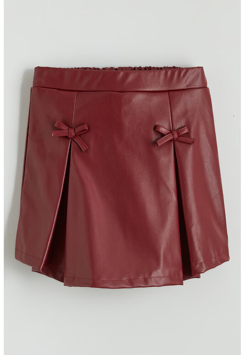 LC WAIKIKI Fusta-pantalon scurta din piele ecologica cu detalii funda - Rosu inchis