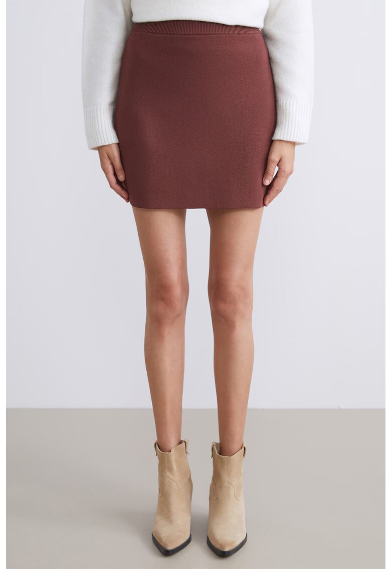 LC WAIKIKI Fusta tricotata cu banda elastica in talie - Maro cognac