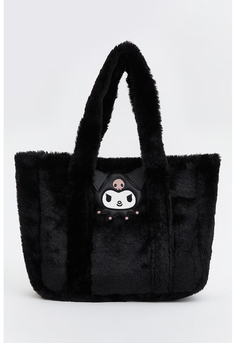 LC WAIKIKI Geanta shopper cu aspect pufos si aplicatie Kuromi - Negru
