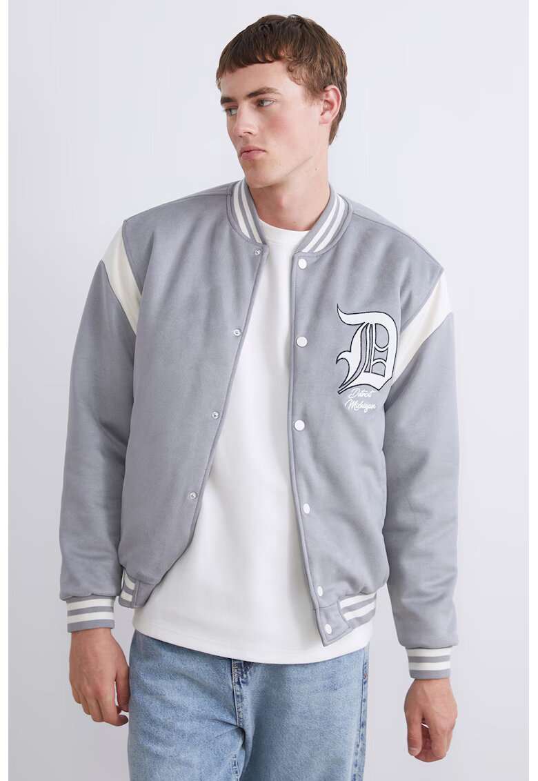 LC WAIKIKI Jacheta college bomber cu capse - Gri