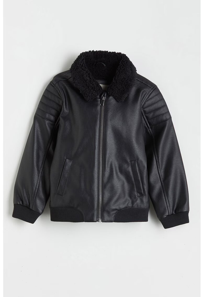 LC WAIKIKI Jacheta de piele ecologica cu fermoar - Negru