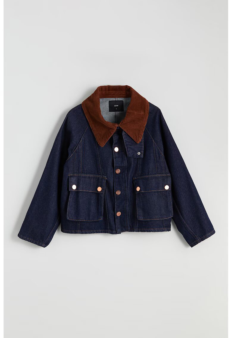 LC WAIKIKI Jacheta supradimensionata de denim - Maro/Albastru indigo