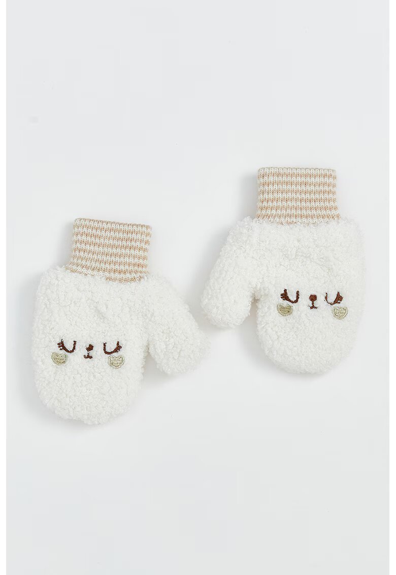 LC WAIKIKI Manusi din tricot cu broderie - Alb/Maro deschis