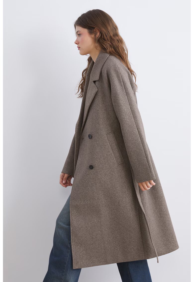 LC WAIKIKI Palton cu cordon si doua randuri de nasturi - Maro taupe deschis