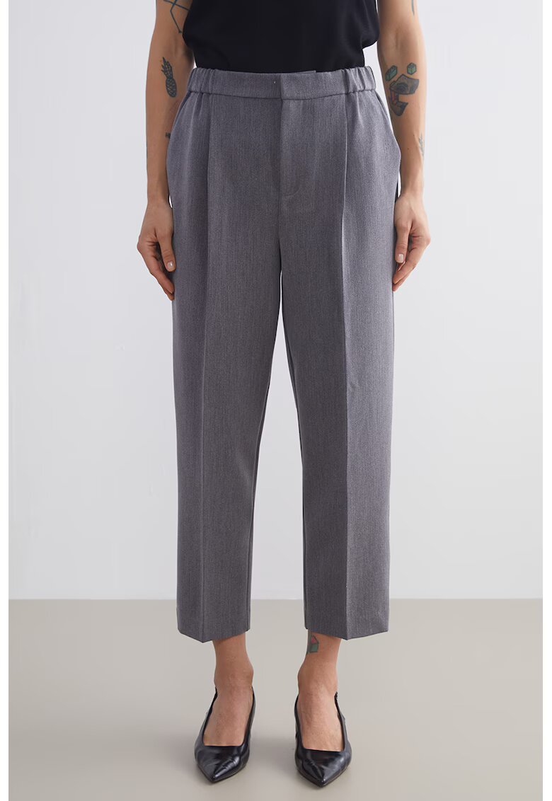 LC WAIKIKI Pantaloni crop cu croiala dreapta si detalii cu pensa - Gri inchis