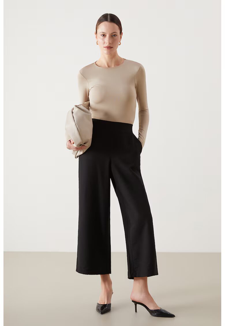 LC WAIKIKI Pantaloni crop cu talie inalta - Negru