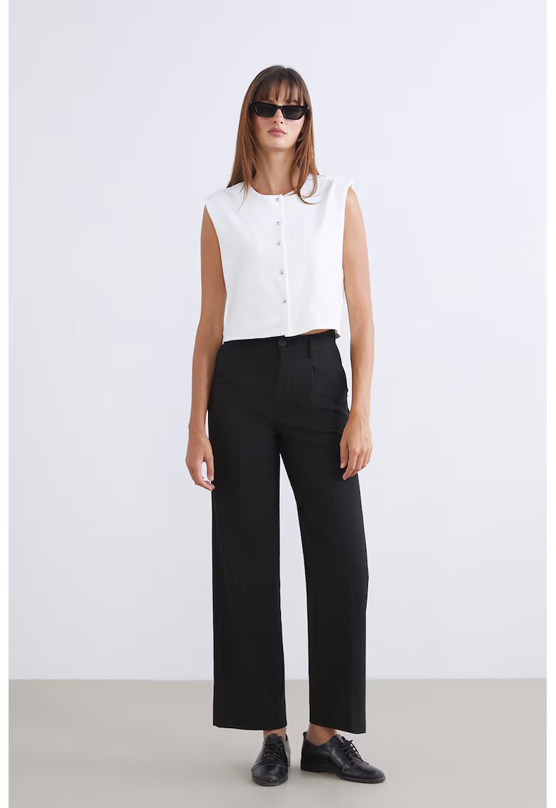 LC WAIKIKI Pantaloni drepti cu detalii cu pensa - Negru