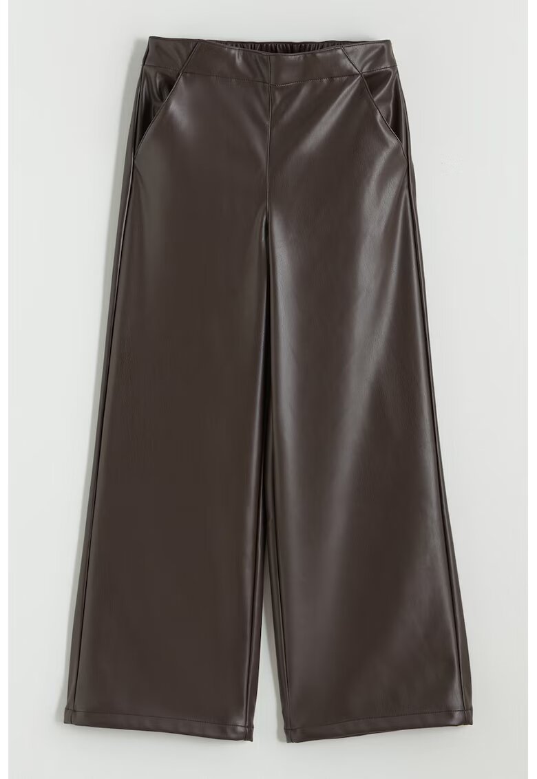 LC WAIKIKI Pantaloni evazati de piele ecologica cu talie elastica - Maro inchis