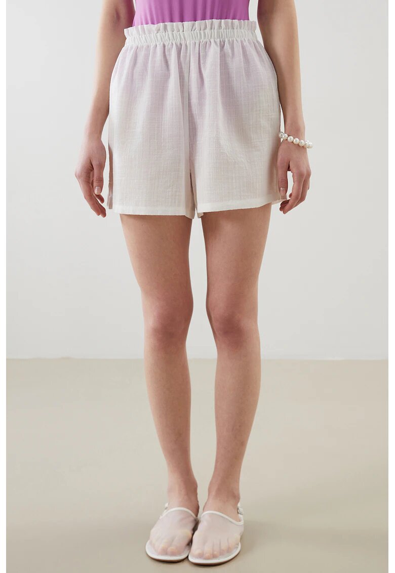 LC WAIKIKI Pantaloni scurti cu talie elastica si talie inalta - Alb