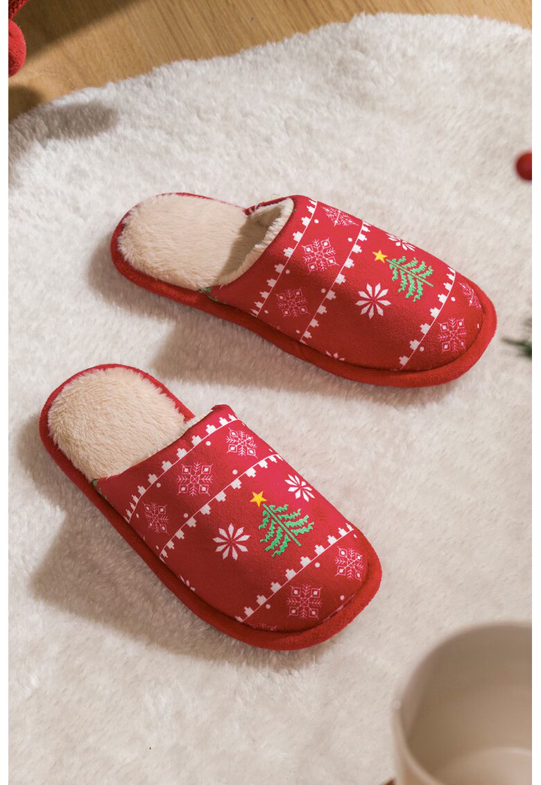 LC WAIKIKI Papuci cu model tematic de Craciun - Rosu/Alb/Verde