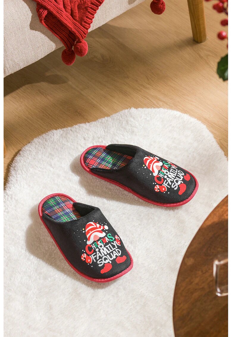 LC WAIKIKI Papuci cu model tematic de Craciun - Rosu/Gri inchis