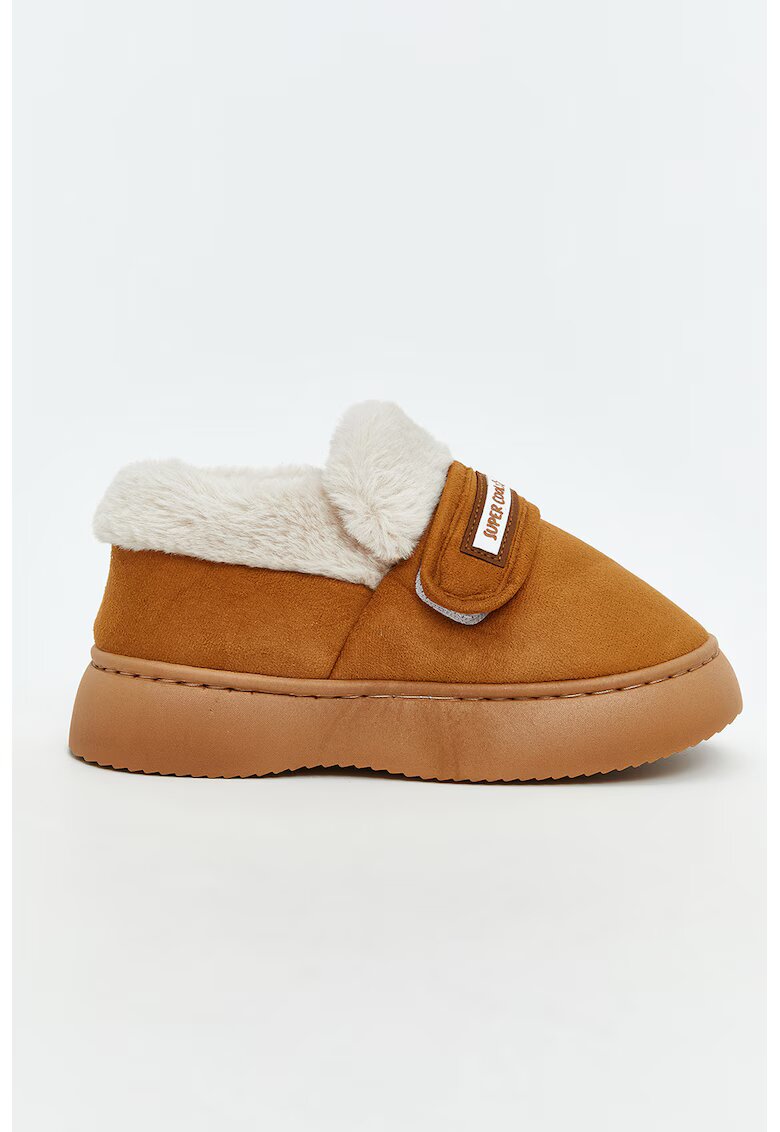 LC WAIKIKI Papuci din material textil cu talpa flatform - Alb/Caramel
