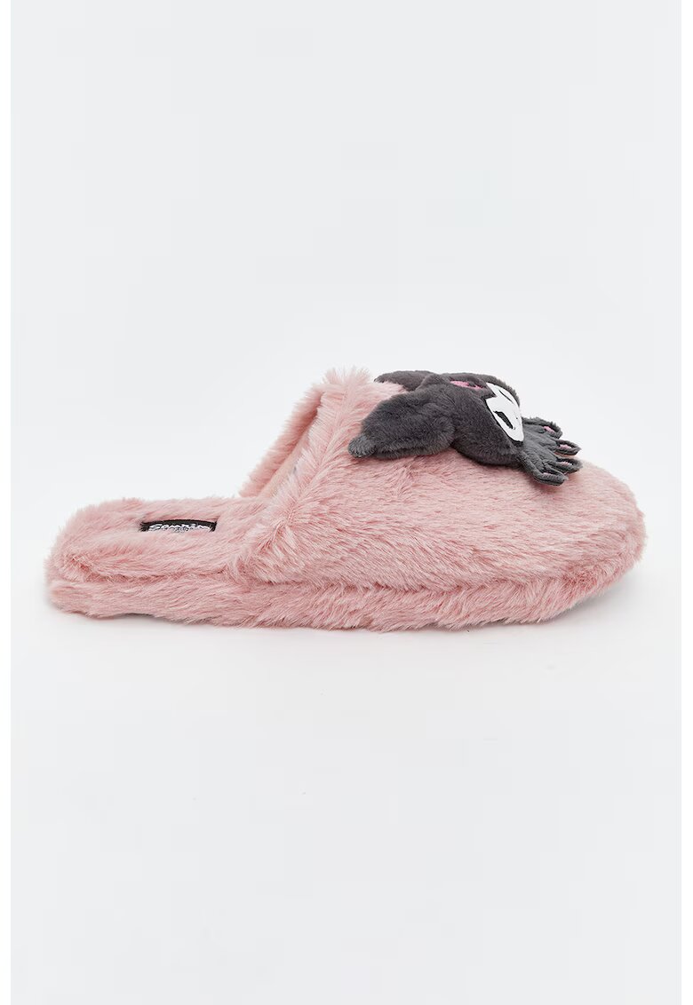 LC WAIKIKI Papuci plusati cu detaliu textil - Roz somon/Negru stins