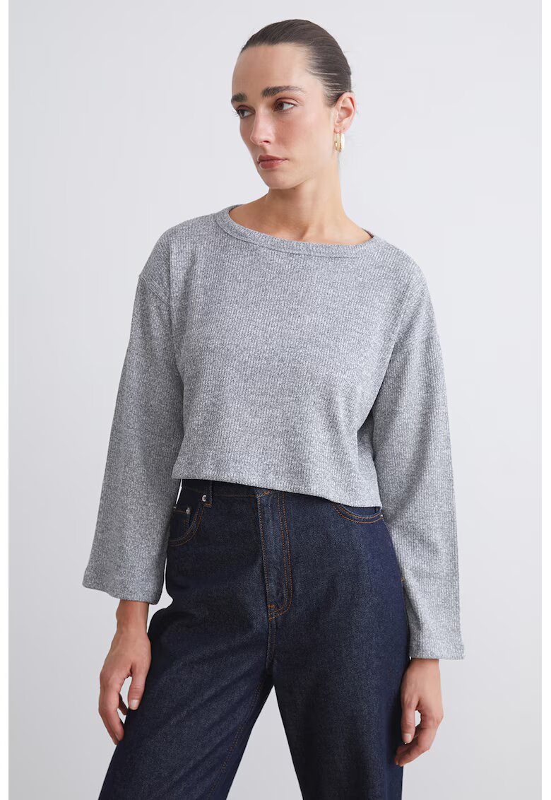 LC WAIKIKI Pulover crop striat - Gri deschis