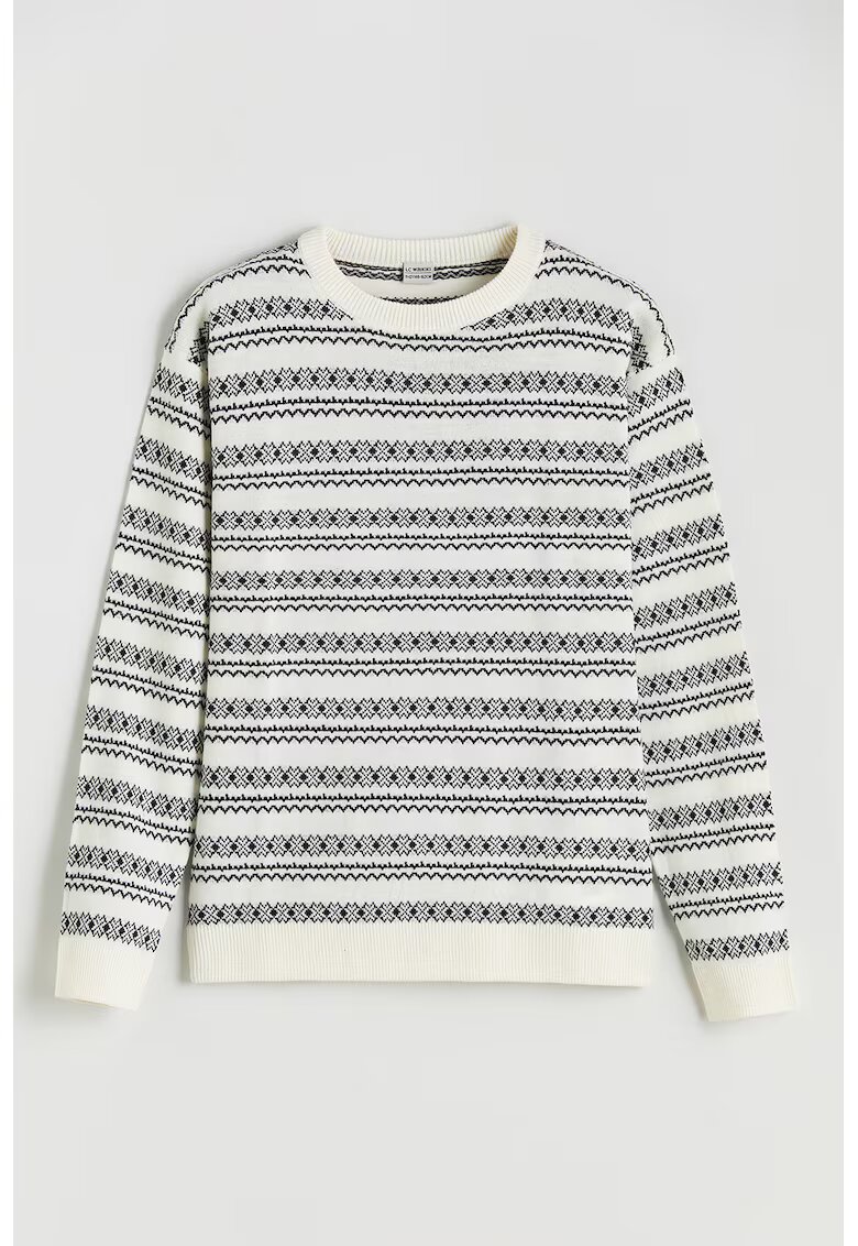 LC WAIKIKI Pulover cu decolteu la baza gatului si model - Negru/Alb murdar