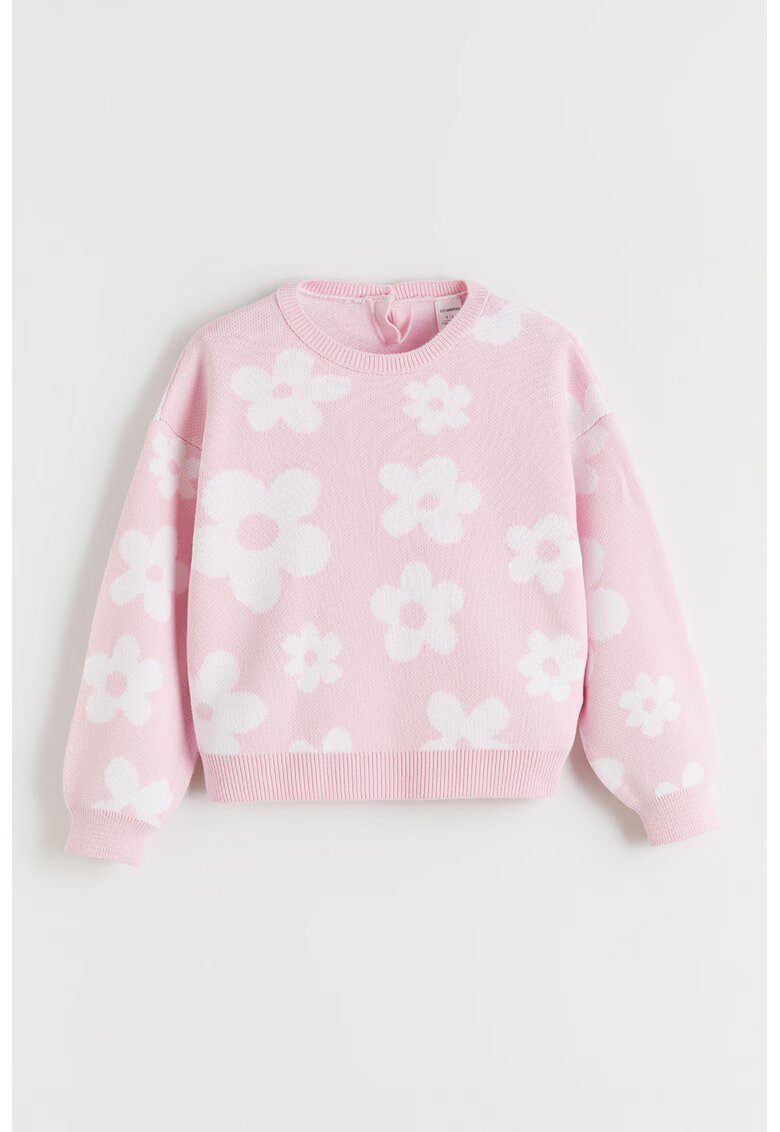 LC WAIKIKI Pulover cu model floral - Alb/Roz pastel