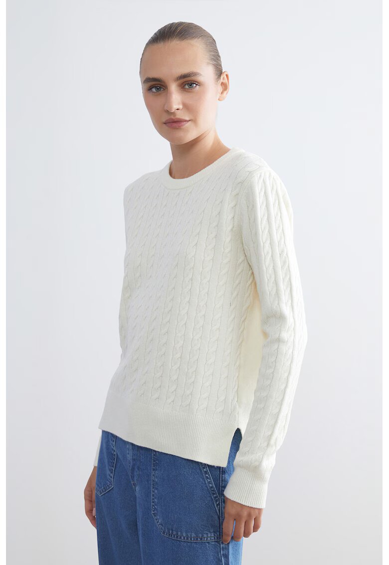 LC WAIKIKI Pulover cu model torsade - Alb