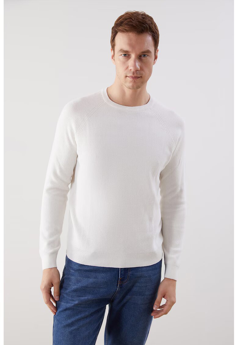 LC WAIKIKI Pulover de bumbac cu maneci raglan - Alb murdar