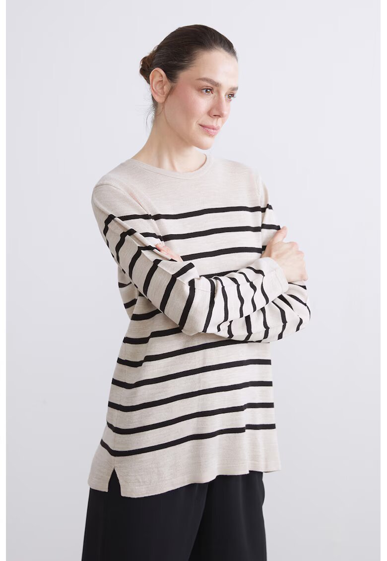 LC WAIKIKI Pulover lejer cu dungi - Negru/Bej