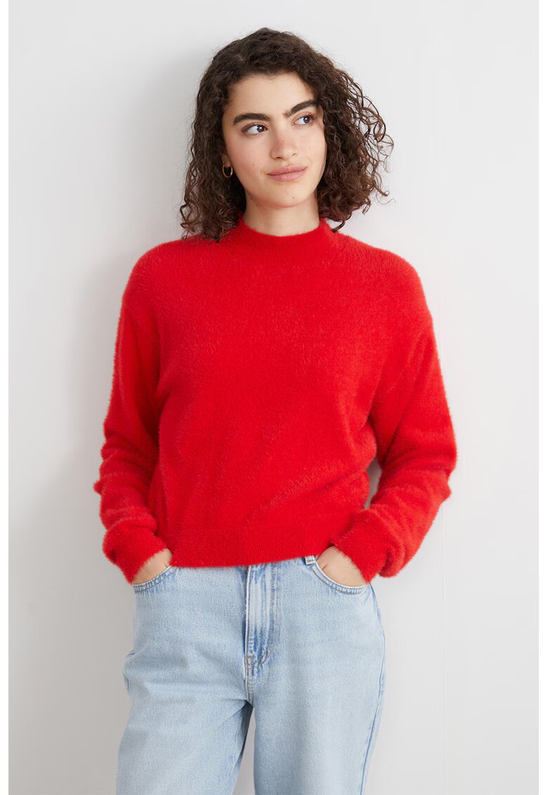 LC WAIKIKI Pulover regular fit cu decolteu la baza gatului - Rosu