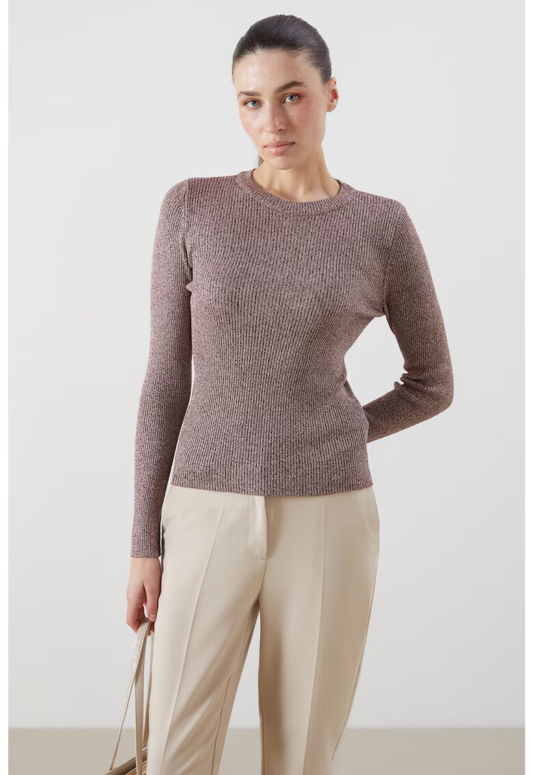 LC WAIKIKI Pulover slim fit cu aspect stralucitor - Grej