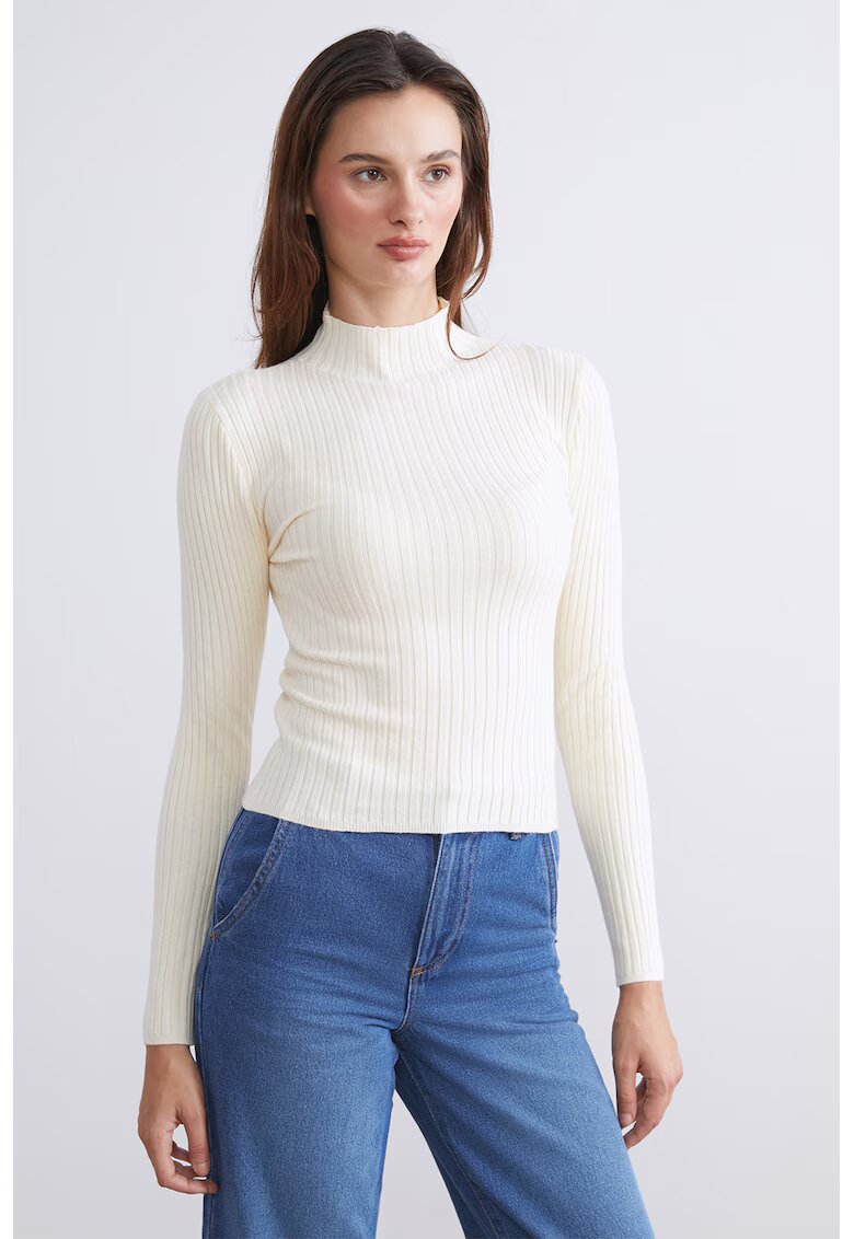 LC WAIKIKI Pulover slim-fit cu striatii - Alb murdar