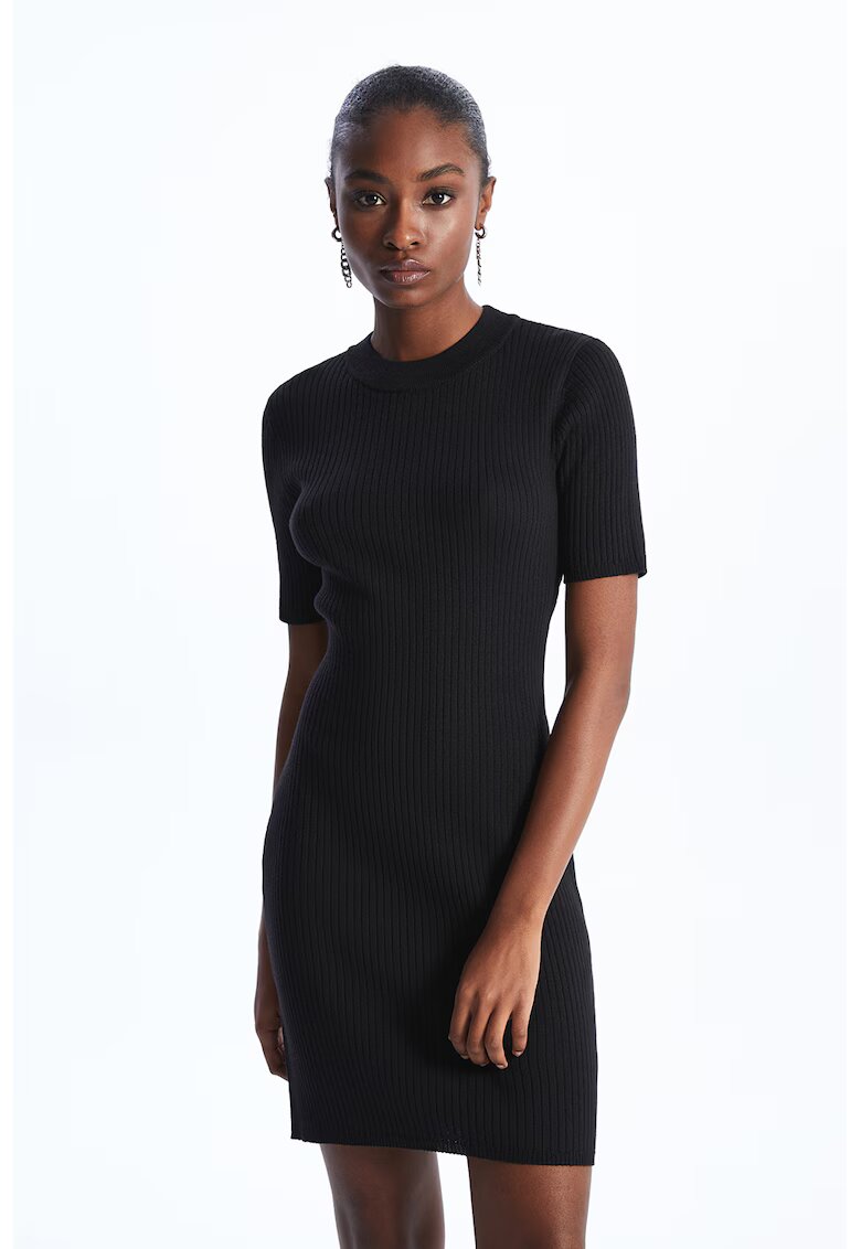 LC WAIKIKI Rochie bodycon striata - Negru