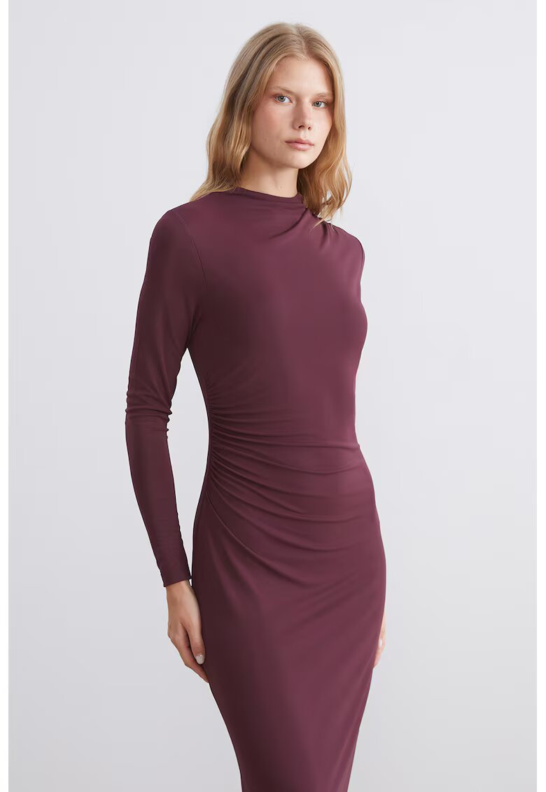 LC WAIKIKI Rochie cambrata cu decolteu la baza gatului - Violet pruna