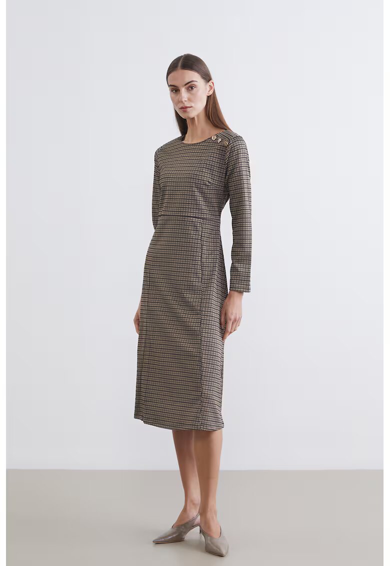 LC WAIKIKI Rochie midi cu model houndstooth - Maro inchis