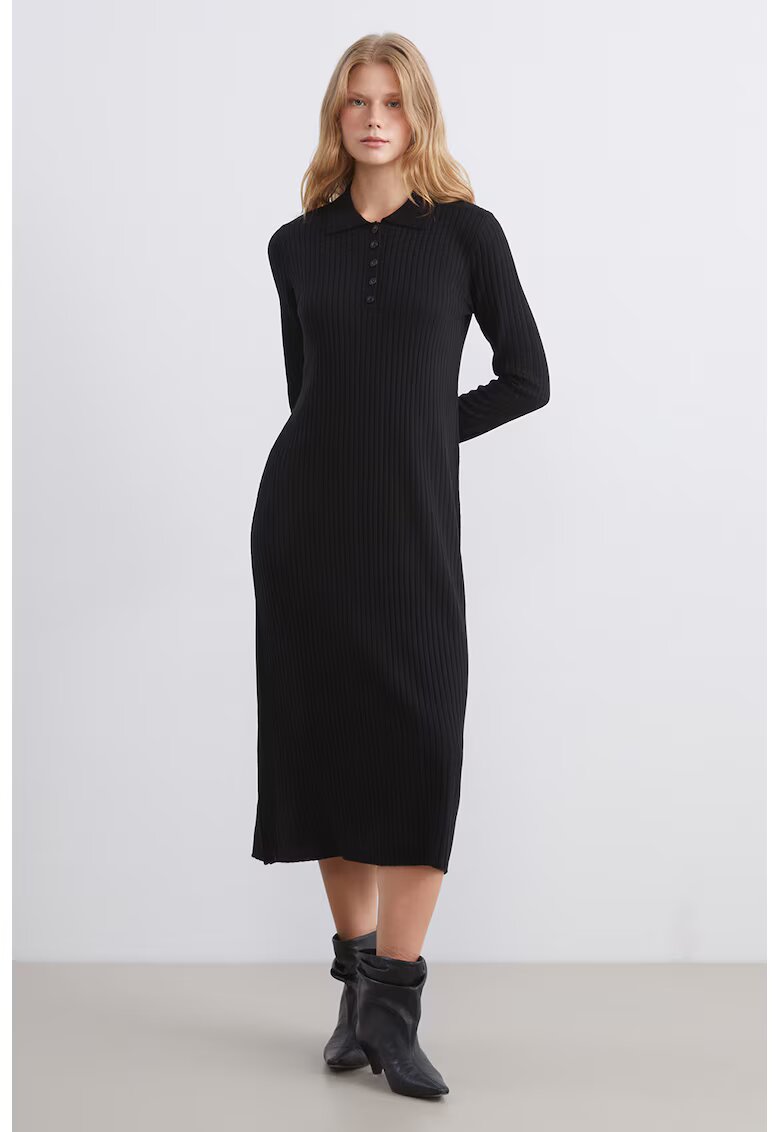 LC WAIKIKI Rochie midi uni - Negru