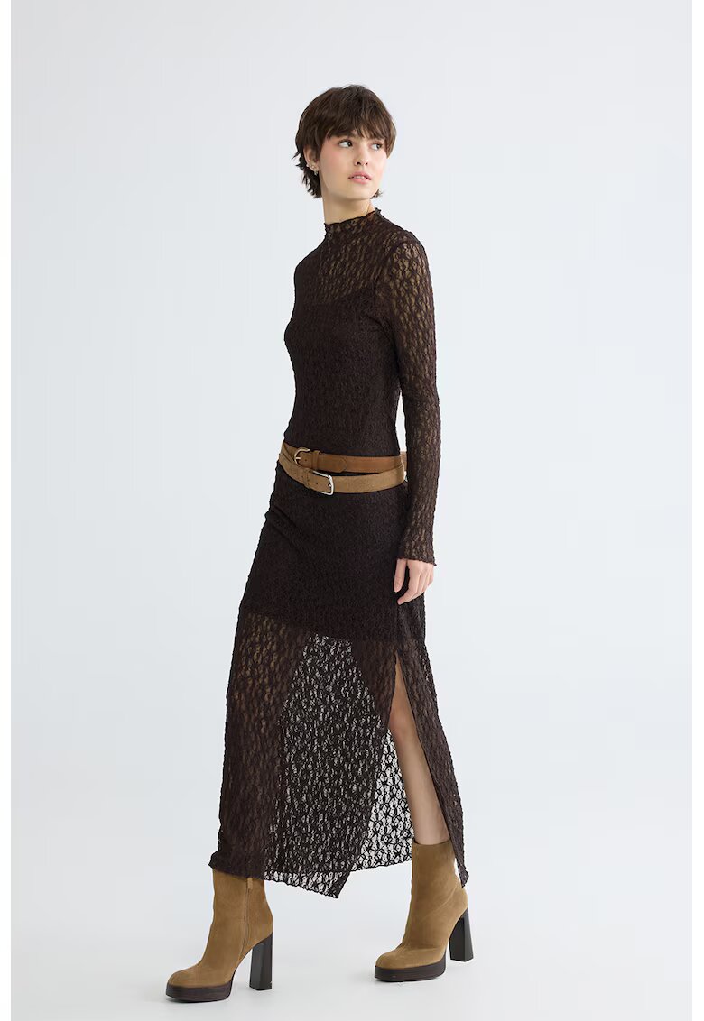 LC WAIKIKI Rochie semitransparenta cu slit lateral - Maro inchis