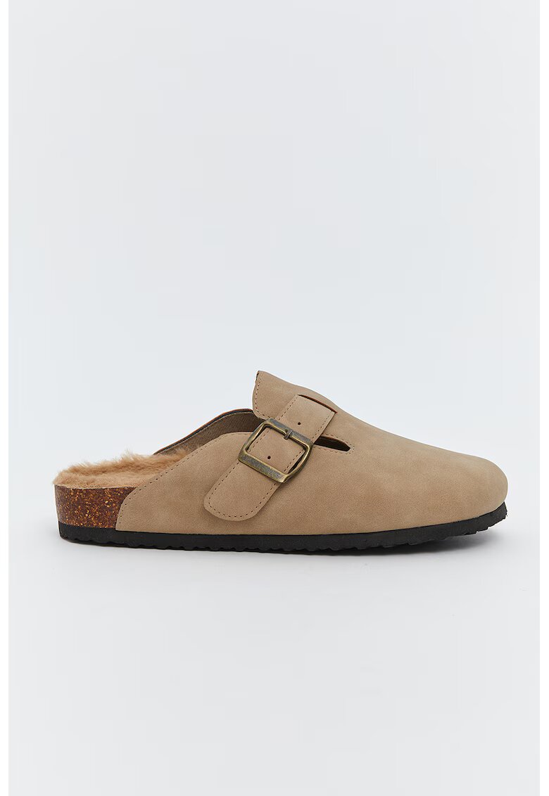 LC WAIKIKI Saboti de piele intoarsa ecologica cu model cu catarama - Maro deschis