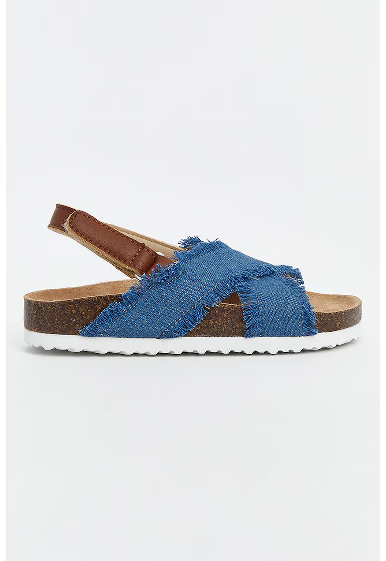 LC WAIKIKI Sandale din denim cu talpa plata si velcro - Albastru inchis