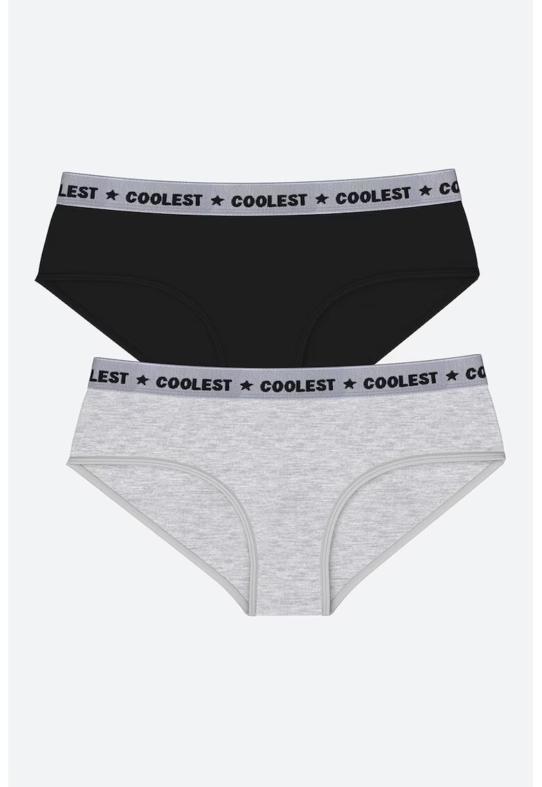 LC WAIKIKI Set de chiloti clasici - 2 piese - Negru/Gri melange