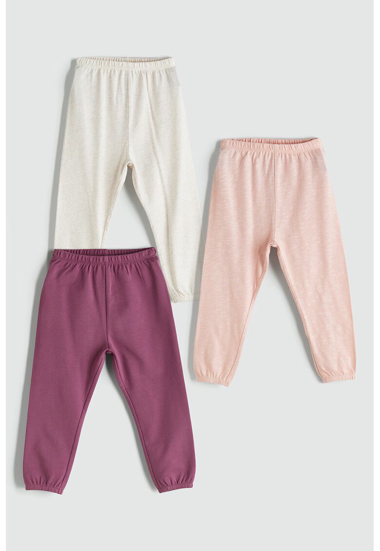 LC WAIKIKI Set de pantaloni de pijama cu model uni - 3 piese - Alb/Violet/Roz