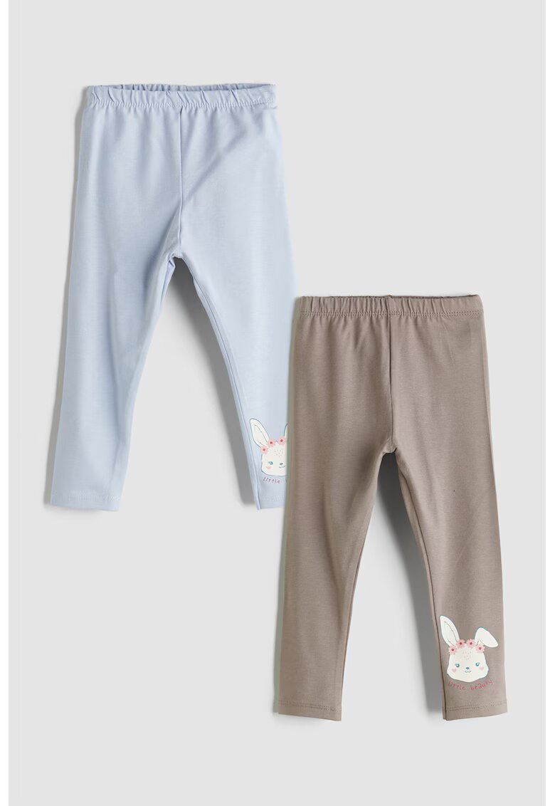 LC WAIKIKI Set de pantaloni regular fit cu imprimeu grafic - 2 piese - Gri/Albastru deschis