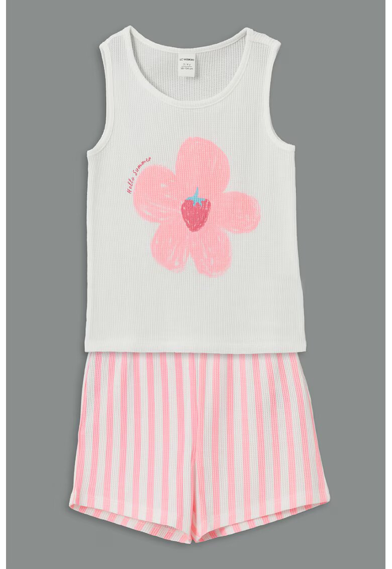 LC WAIKIKI Set de top si pantaloni - 2 piese - Roz pastel/Alb murdar
