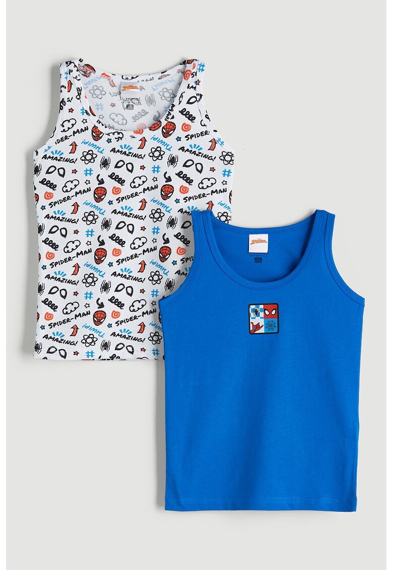 LC WAIKIKI Set de top-uri cu imprimeu Spiderman- 2 piese - Rosu/Alb/Albastru royal