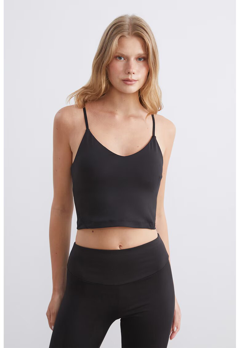 LC WAIKIKI Top crop cu decolteu in V - Negru