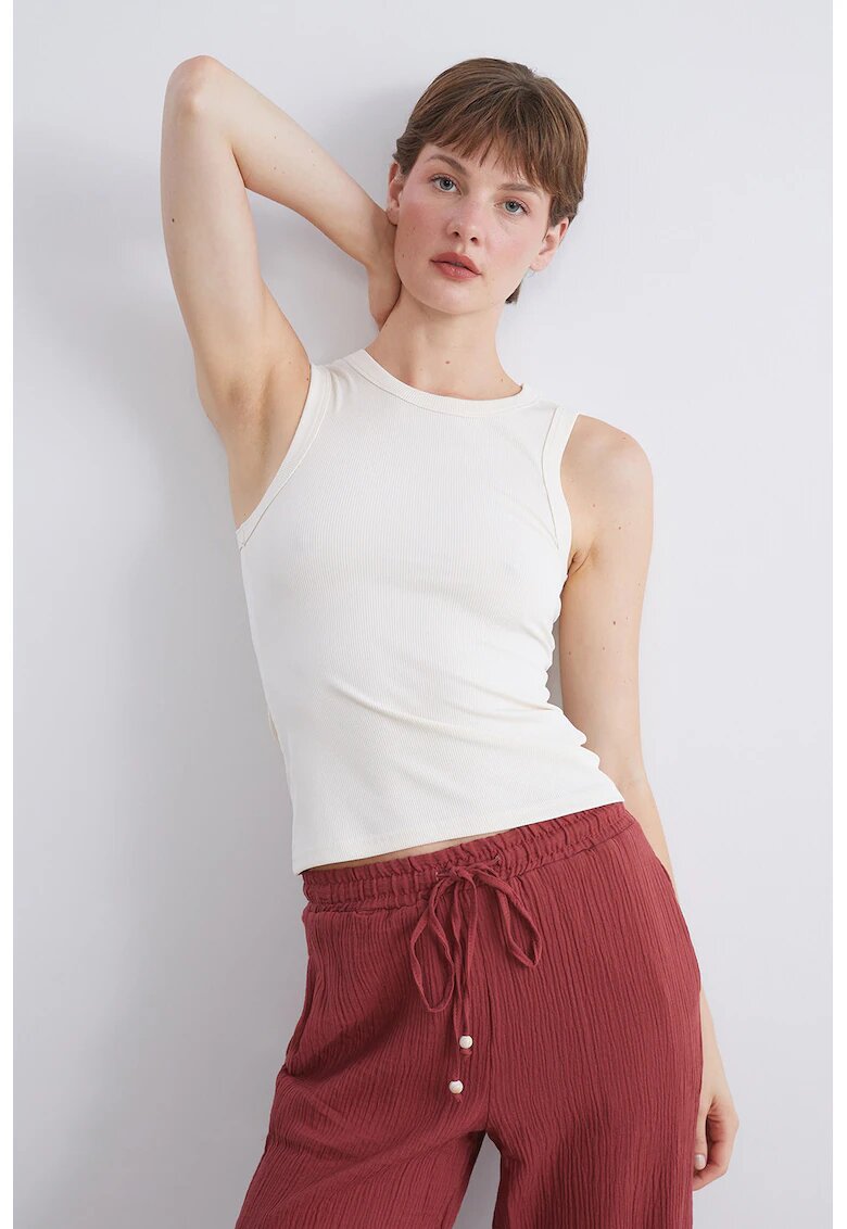 LC WAIKIKI Top striat slim fit - Alb