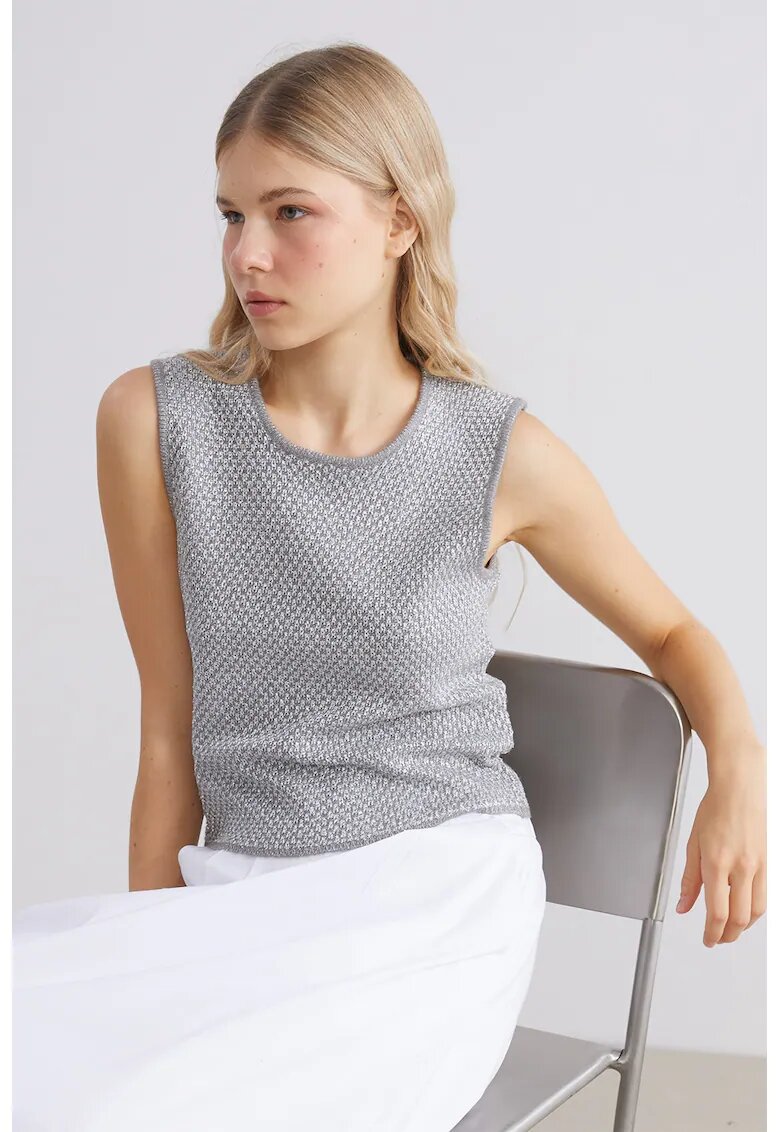 LC WAIKIKI Top tricotat cu decolteu rotund - Gri melange