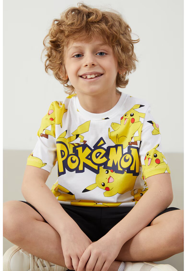LC WAIKIKI Tricou cu model cu desene - Alb/Galben