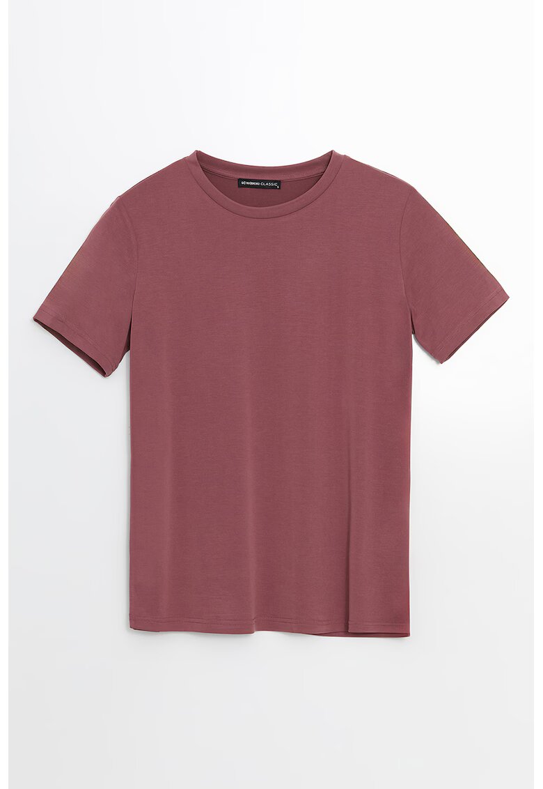 LC WAIKIKI Tricou din amestec de modal cu decolteu la baza gatului - Roz fandango