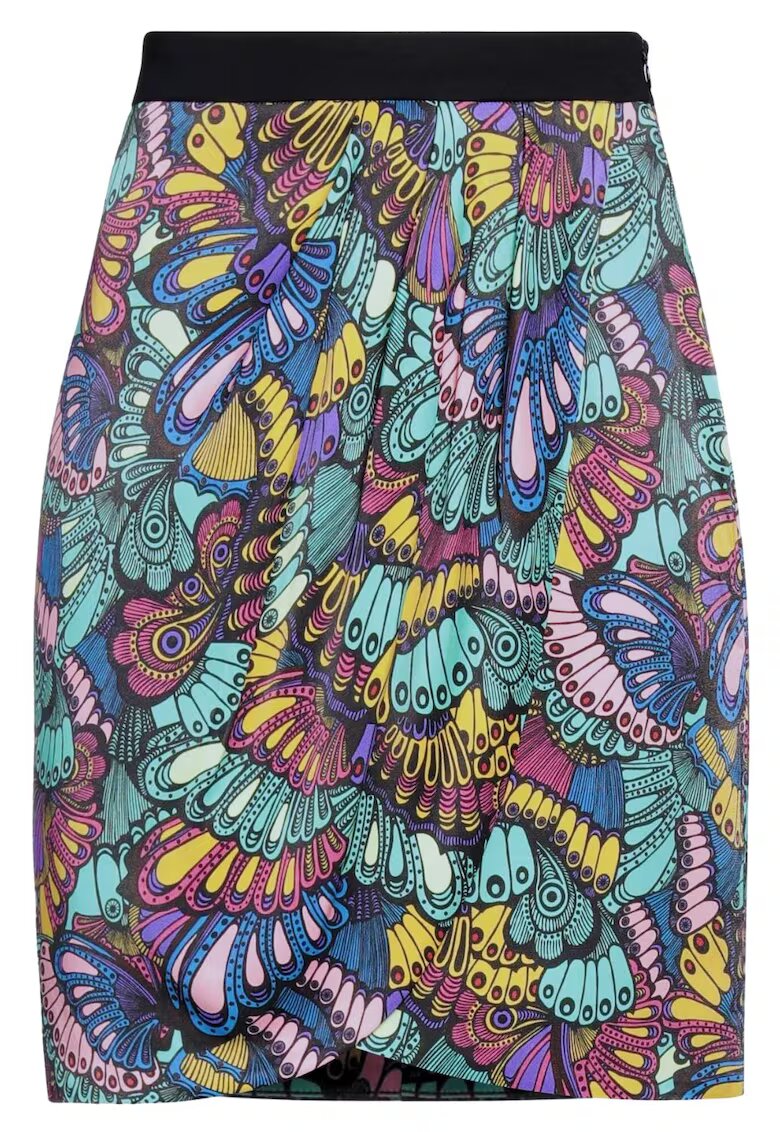 Le Temps Des Cerises Fusta creion neagra - 100% viscoza - imprimeu multicolor - model dinamic -