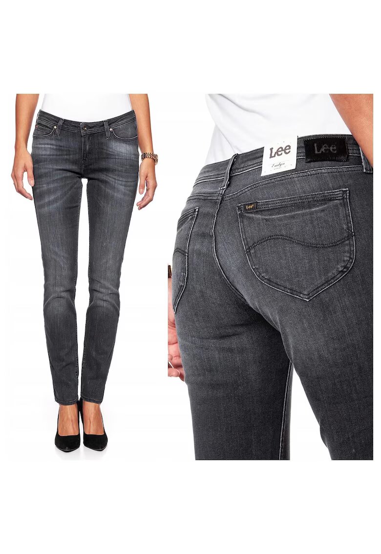 Lee Blugi Dama - Emilyn - W28-L33 - Bumbac - Fermoar - Lungi - Talie Medie - 5 Bunzuare - High-Quality - Gri