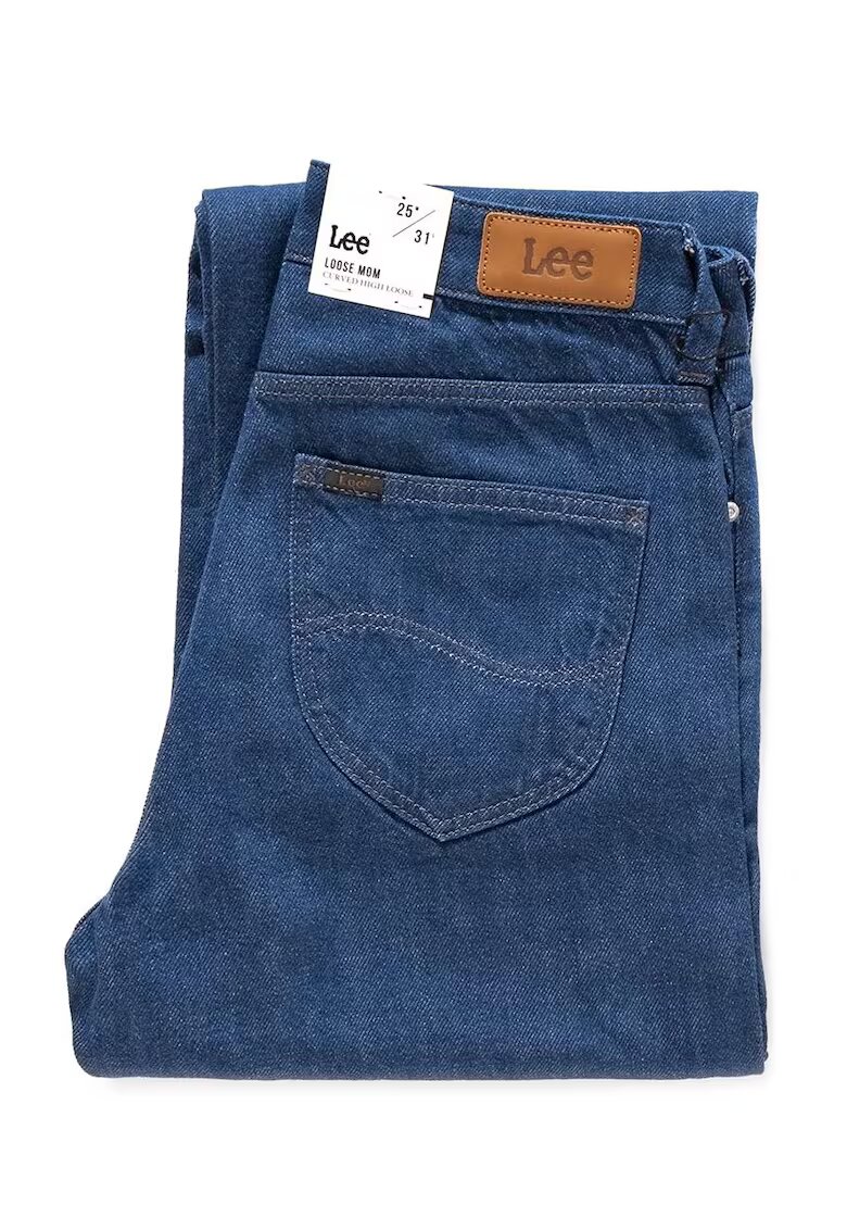 Lee Blugi Dama - Loose Mom - W28-L33 US - Bumbac - Fermuar - Lung - 89 Buzunare 2 Mari 2 Medii Exterioare 1 Mic Interior - Talie Inalta - Albastru