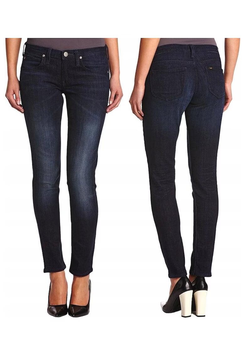 Lee Blugi Dama - Lynn - W28-L35 - Bumbac - Fermoar - Lungi - Talie Joasa - 5 Bunzuare - High-Quality - Albastru Inchis