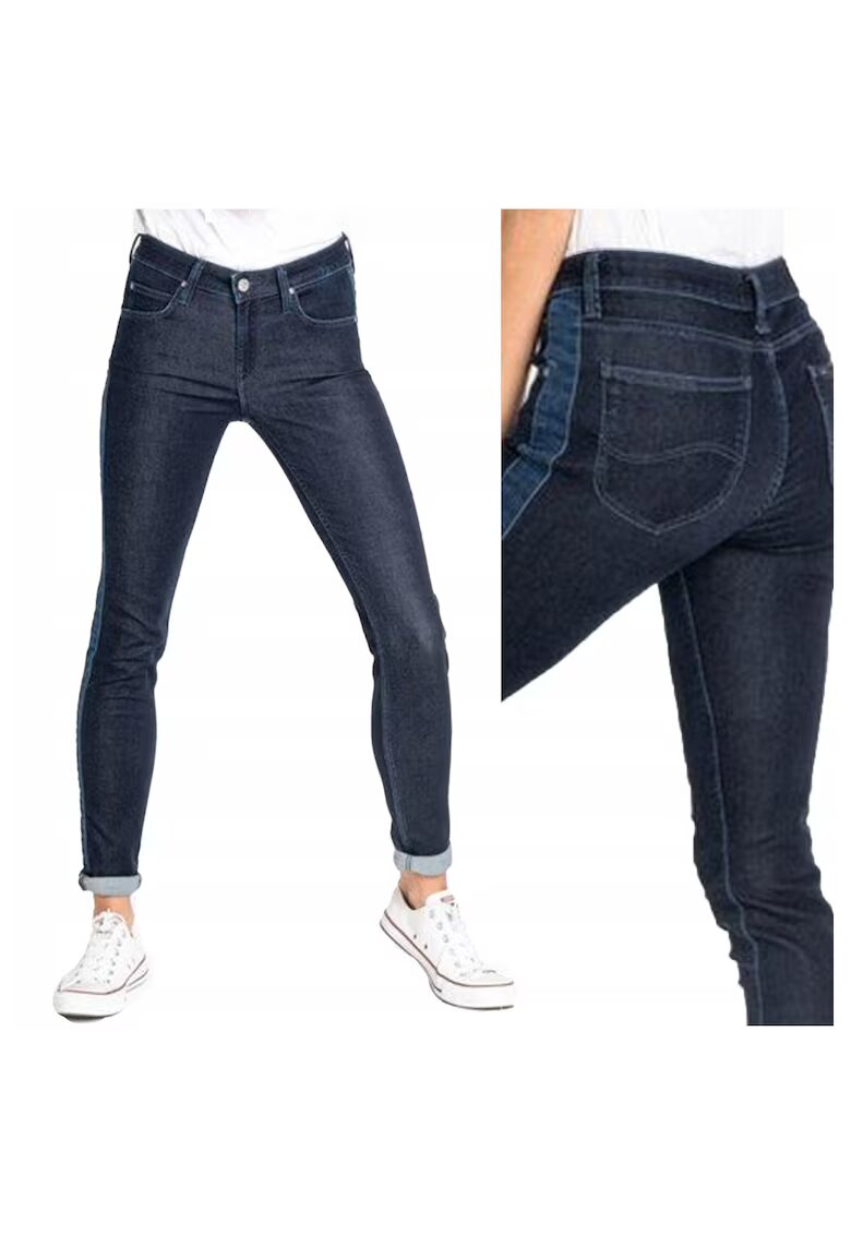 Lee Blugi Dama - Scarlett Dressed W28-L33 - Bumbac - Fermuar - Lung - 72 Buzunare 2 Mari 2 Medii Exterioare1 Mic Interior - Talie Regulara - Albastru